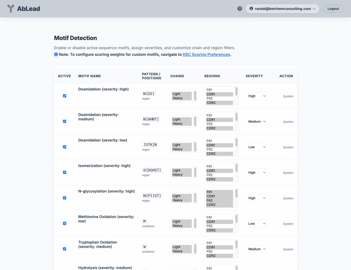Motif Detection Settings